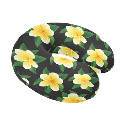 Plumeria Pattern Print Design A03 U-Shaped Travel Neck Pillow