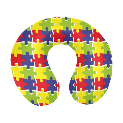 Autism Awareness Pattern Print Design 03 U-Shaped Travel Neck Pillow
