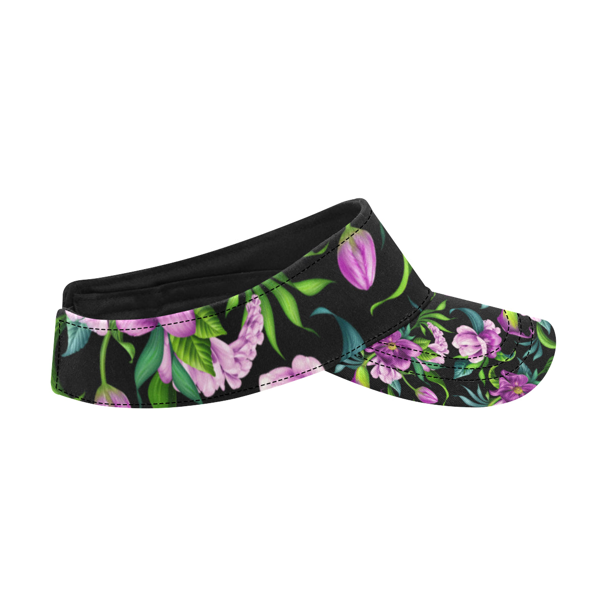 Bright Purple Floral Pattern Unisex Sun Visor