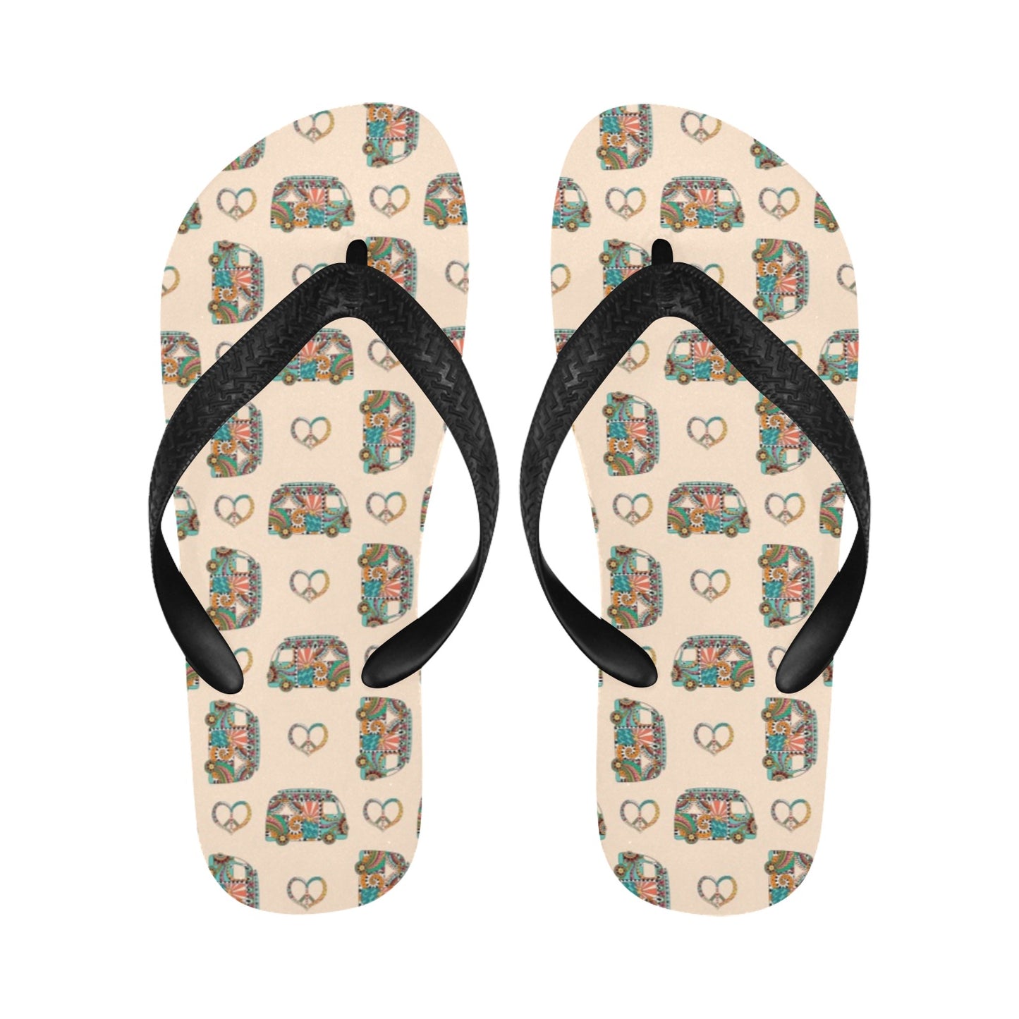 Hippie Van Peace Print Design LKS303 Flip Flops