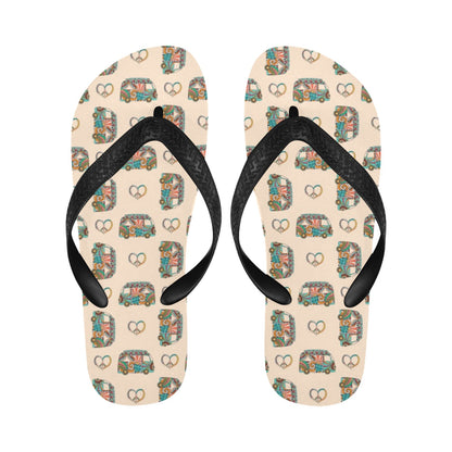 Hippie Van Peace Print Design LKS303 Flip Flops