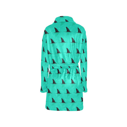 Shark Fin Pattern Women's Fleece Robe