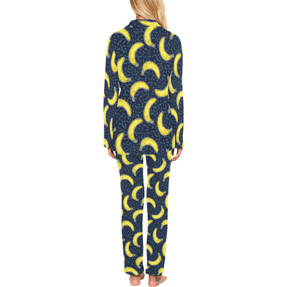 Banana Pattern Print Design BA09 Women's Long Pajama Set