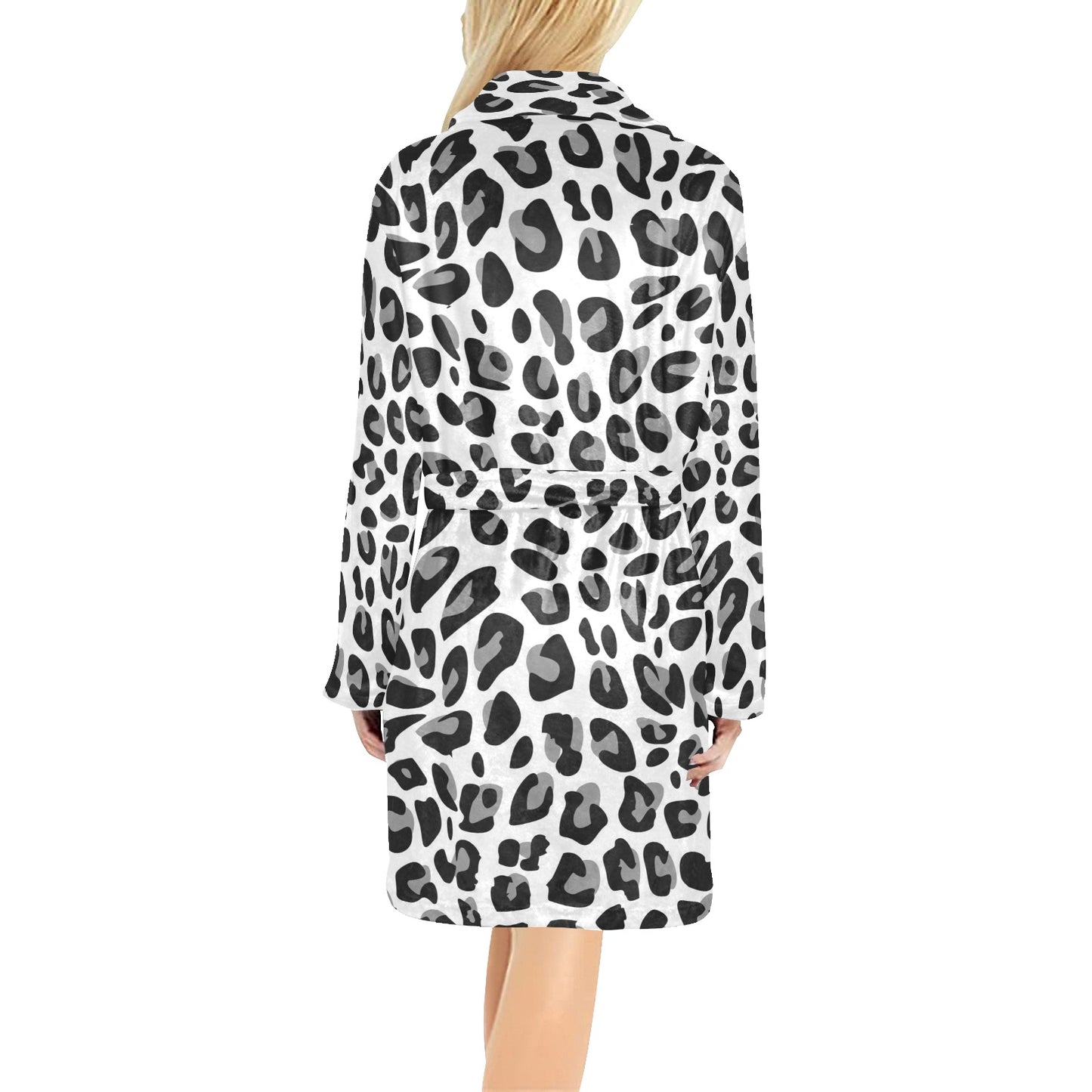 Snow Leopard Skin Print Women's Fleece Robe