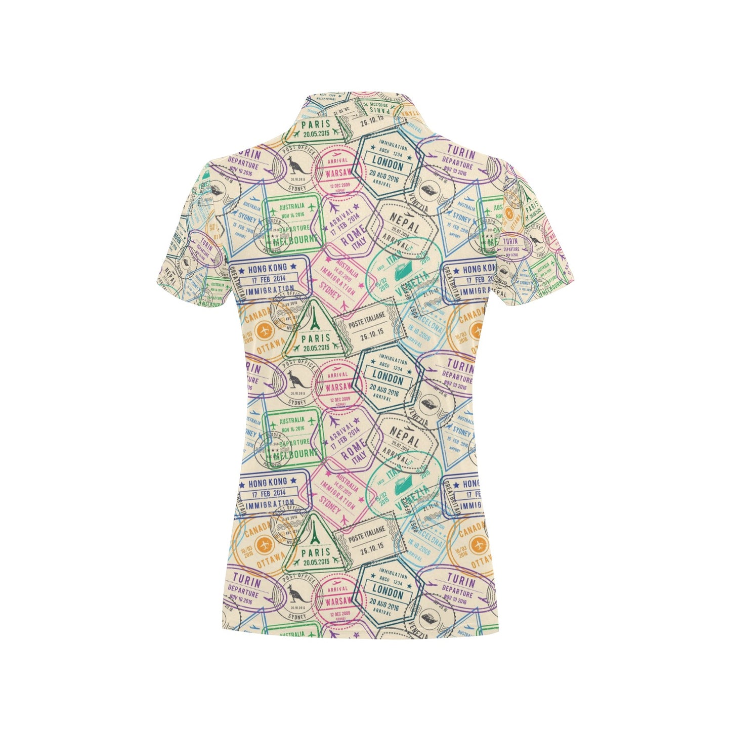 Travel Stamp Print Design LKS303 Women's Polo Shirt