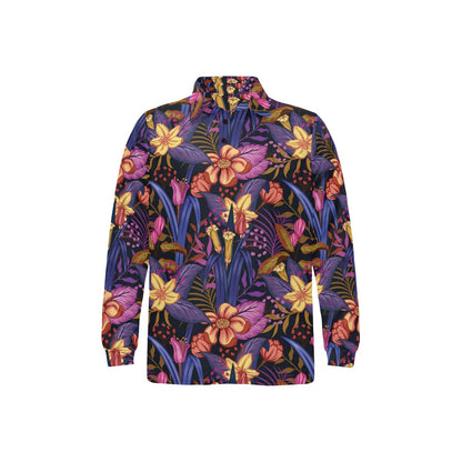 Lily Pattern Print Design LY016 Long Sleeve Polo Shirt For Men's
