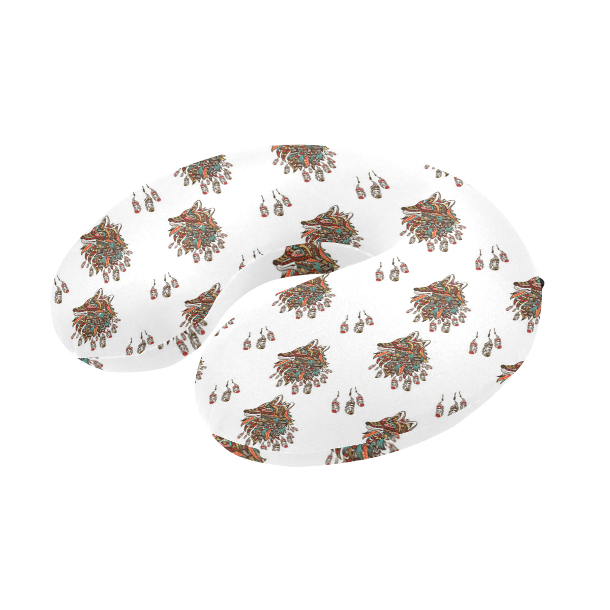 Aztec Wolf Pattern Print Design 02 U-Shaped Travel Neck Pillow