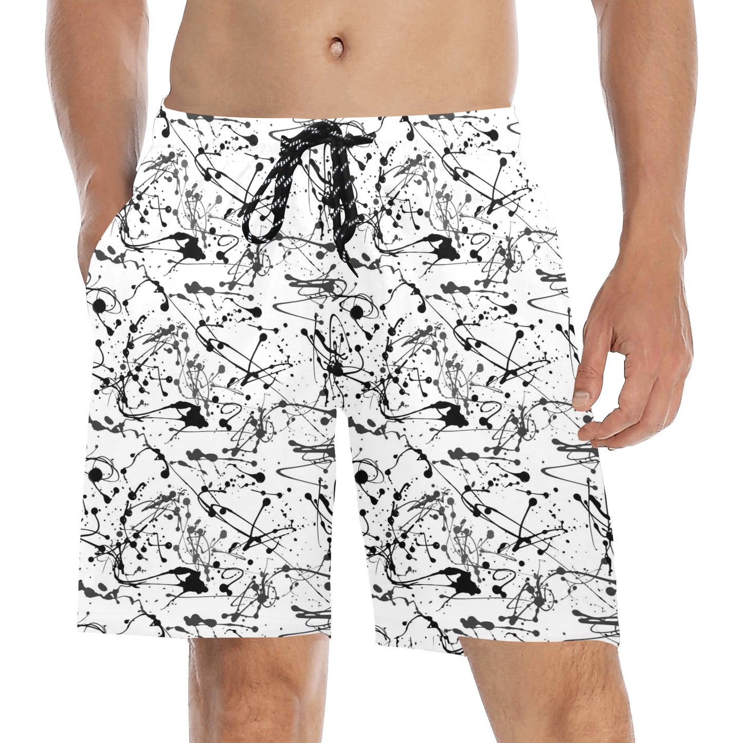 Splatter Print Design LKS305 Men's Swim Trunks Beach Shorts