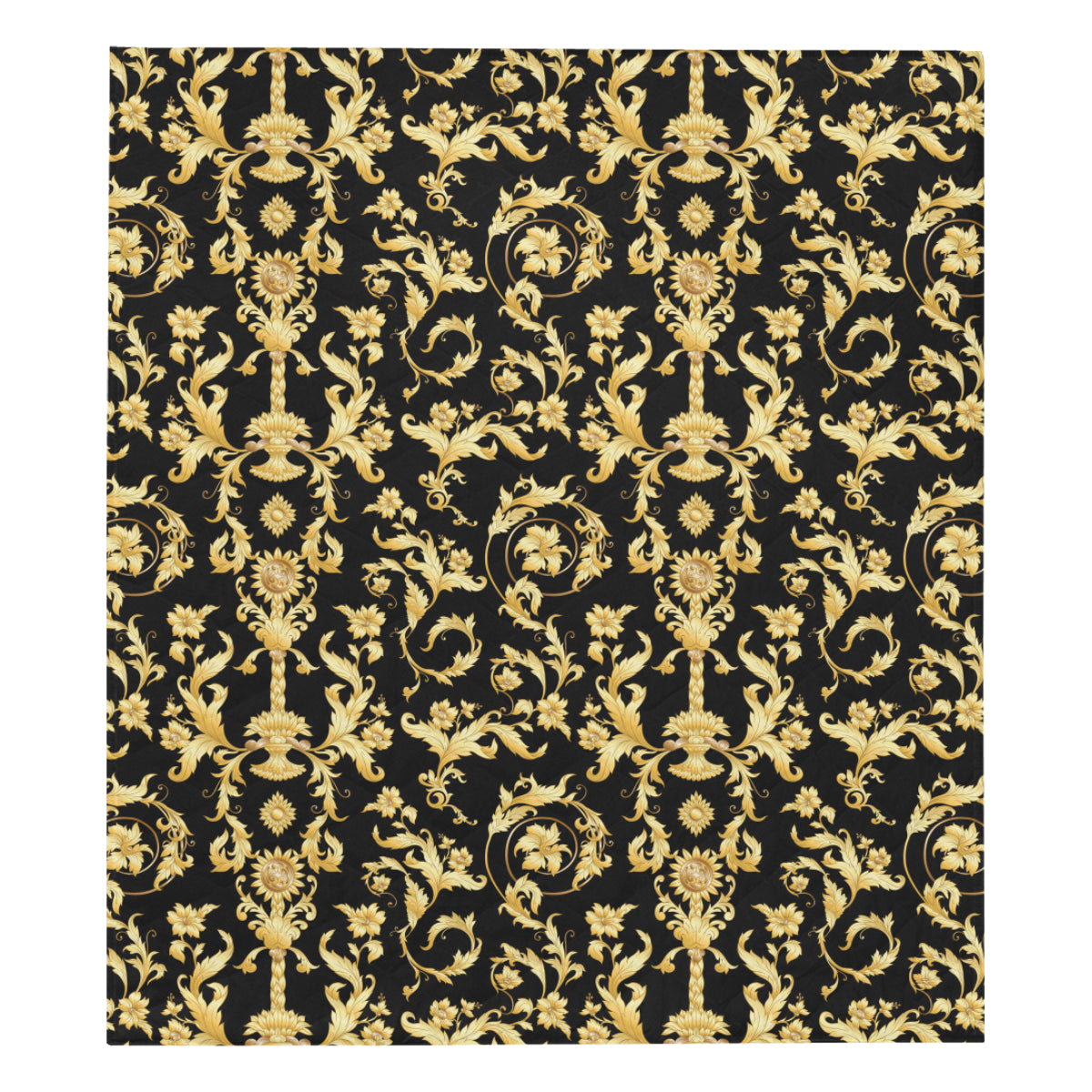 Baroque Golden Pattern Print Design 04 Premium Quilt