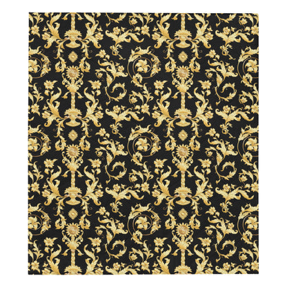 Baroque Golden Pattern Print Design 04 Premium Quilt