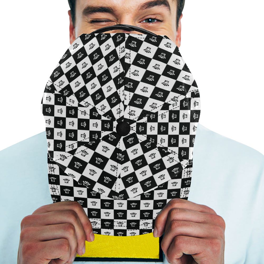 Checkered Flag Crown Pattern Snapback Cap