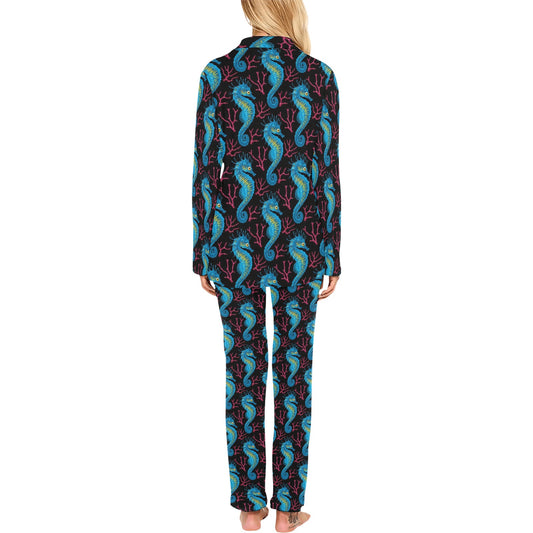 SeaHorse Print Design LKS401 Women's Long Pajama Set