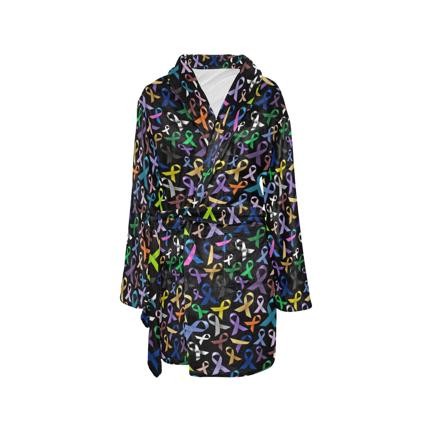 Breast Cancer Awareness Colorful Print Women's Fleece Robe