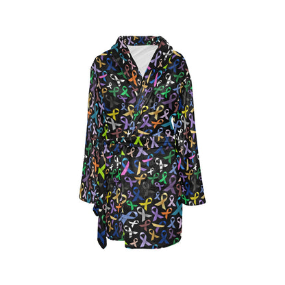 Breast Cancer Awareness Colorful Print Women's Fleece Robe