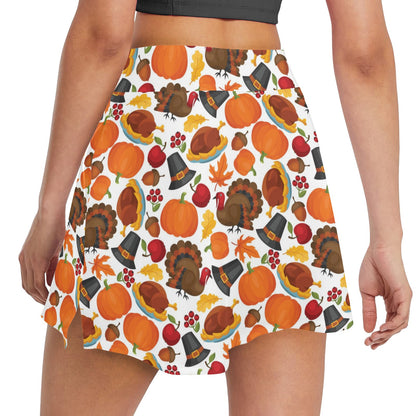 Thanksgiving Print Design LKS304 17" Golf & Pickleball Skort with Pockets
