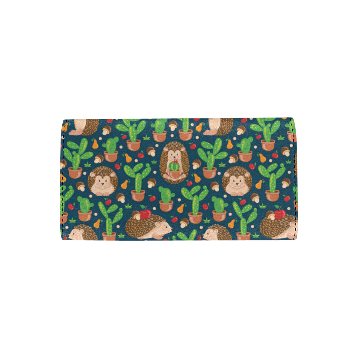 Hedgehog Cactus Pattern Print Design 04 Women's Trifold Wallet