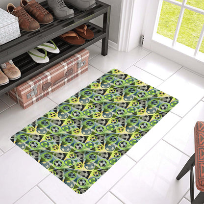 Soccer Ball Themed Print Pattern Rubber Doormat