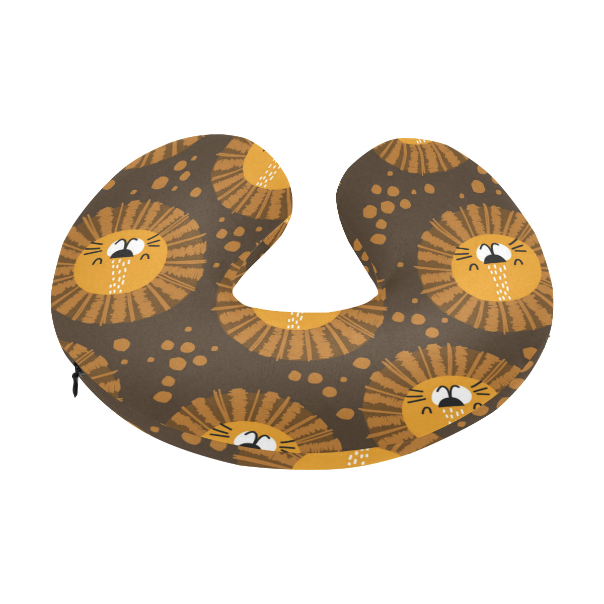 Lion Cartoon Pattern Print Design 01 U-Shaped Travel Neck Pillow