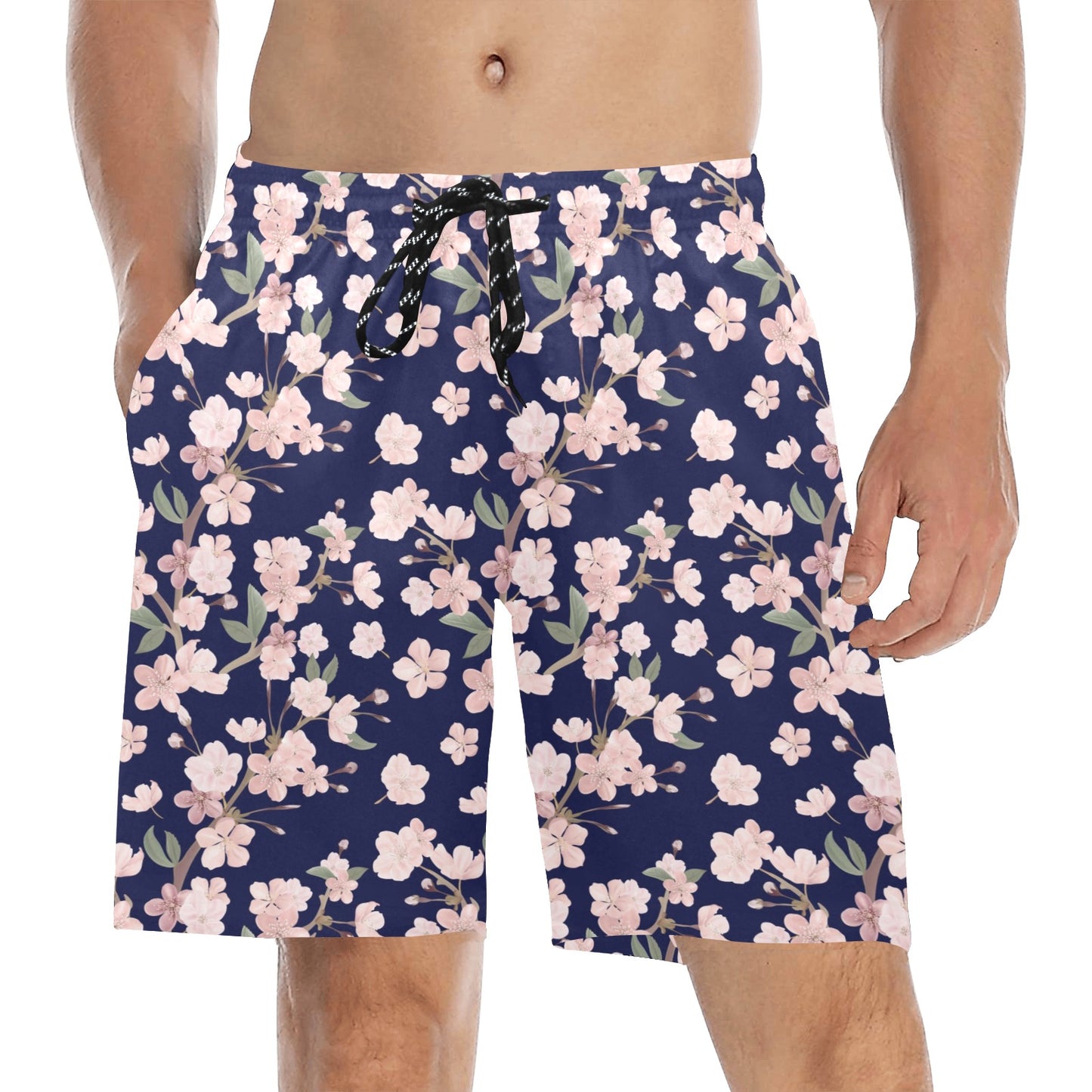 Sakura Print Design LKS301 Men's Swim Trunks Beach Shorts