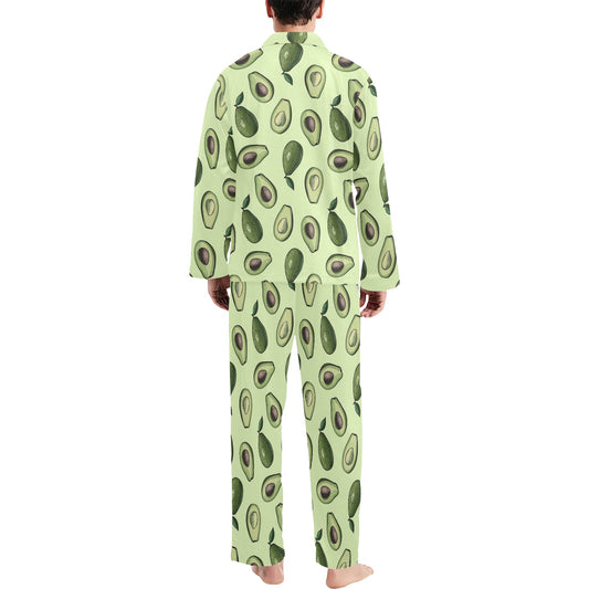 Avocado Pattern Print Design 02 Men's Long Pajama Set