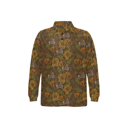 Thanksgiving Print Design LKS301 Long Sleeve Polo Shirt For Men's