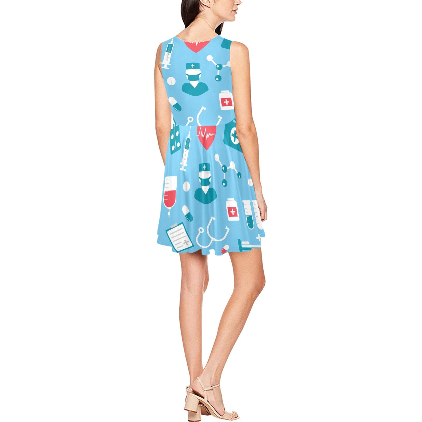 Nurse Pattern Print Design A03 Sleeveless Dress