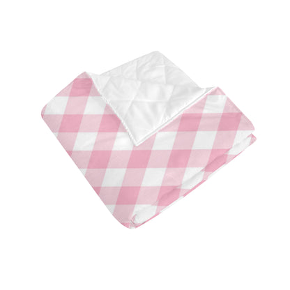 Gingham Pink Pattern Print Design 02 Premium Quilt