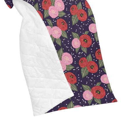 Camellia Pattern Print Design CM02 Premium Quilt