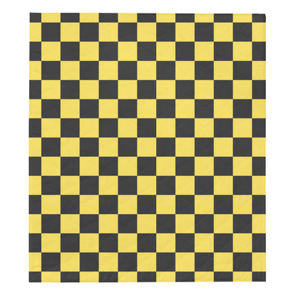 Checkered Yellow Pattern Print Design 03 Premium Quilt