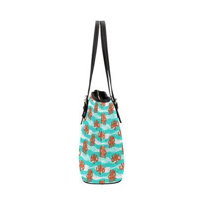 Octopus Cute Design Print Themed Leather Tote Bag