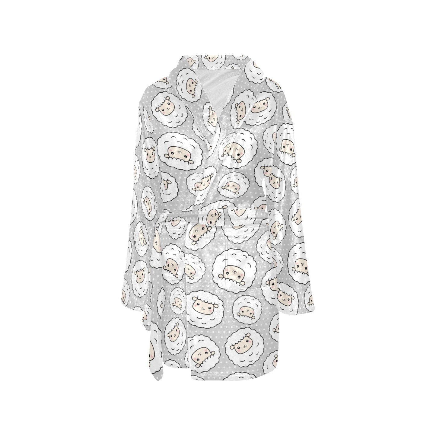 Sheep Print Design LKS401 Women's Fleece Robe