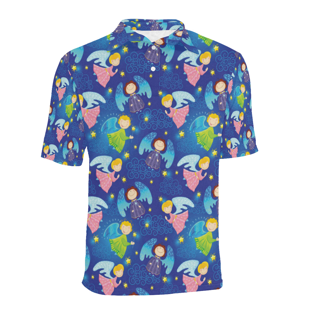 Angel Little Pattern Print Design 02 Men Polo Shirt