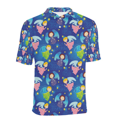 Angel Little Pattern Print Design 02 Men Polo Shirt