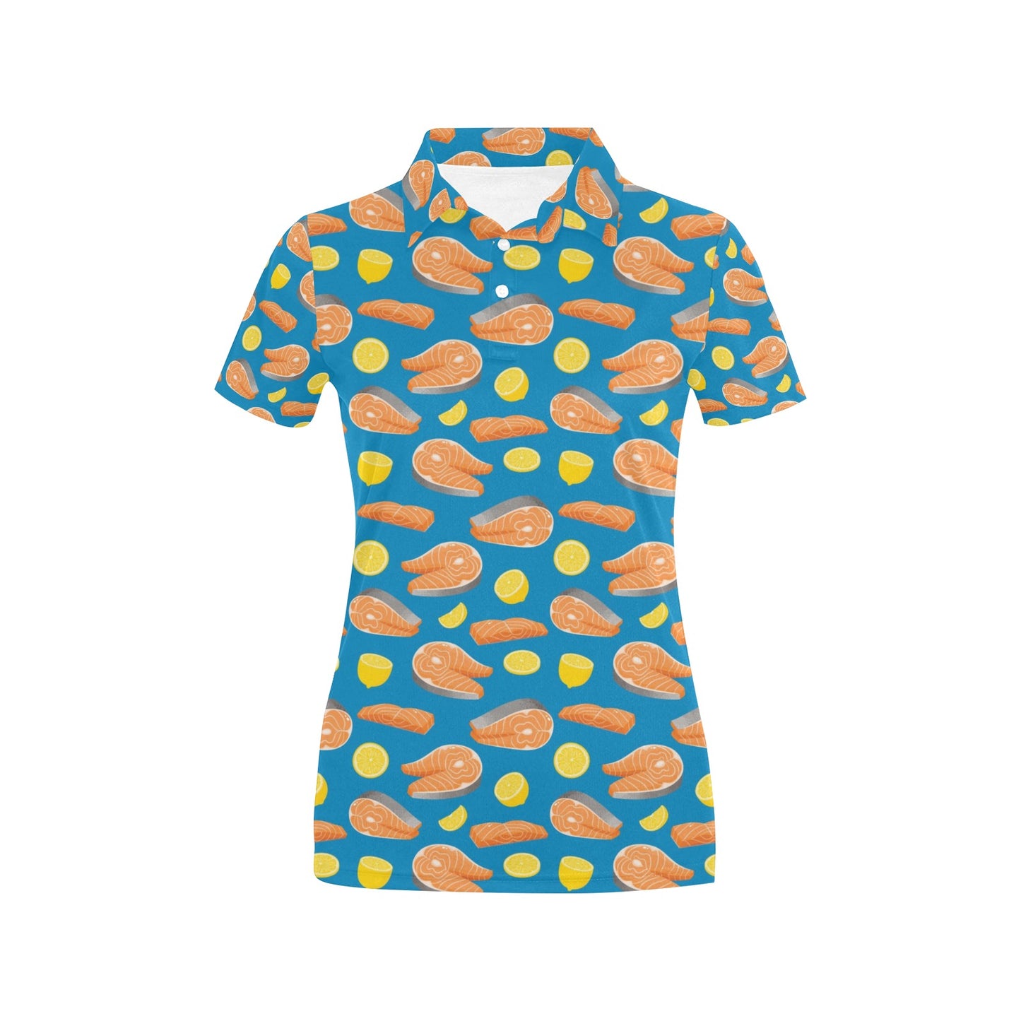 Salmon Steak With Lemon Print Design LKS308 Women's Polo Shirt