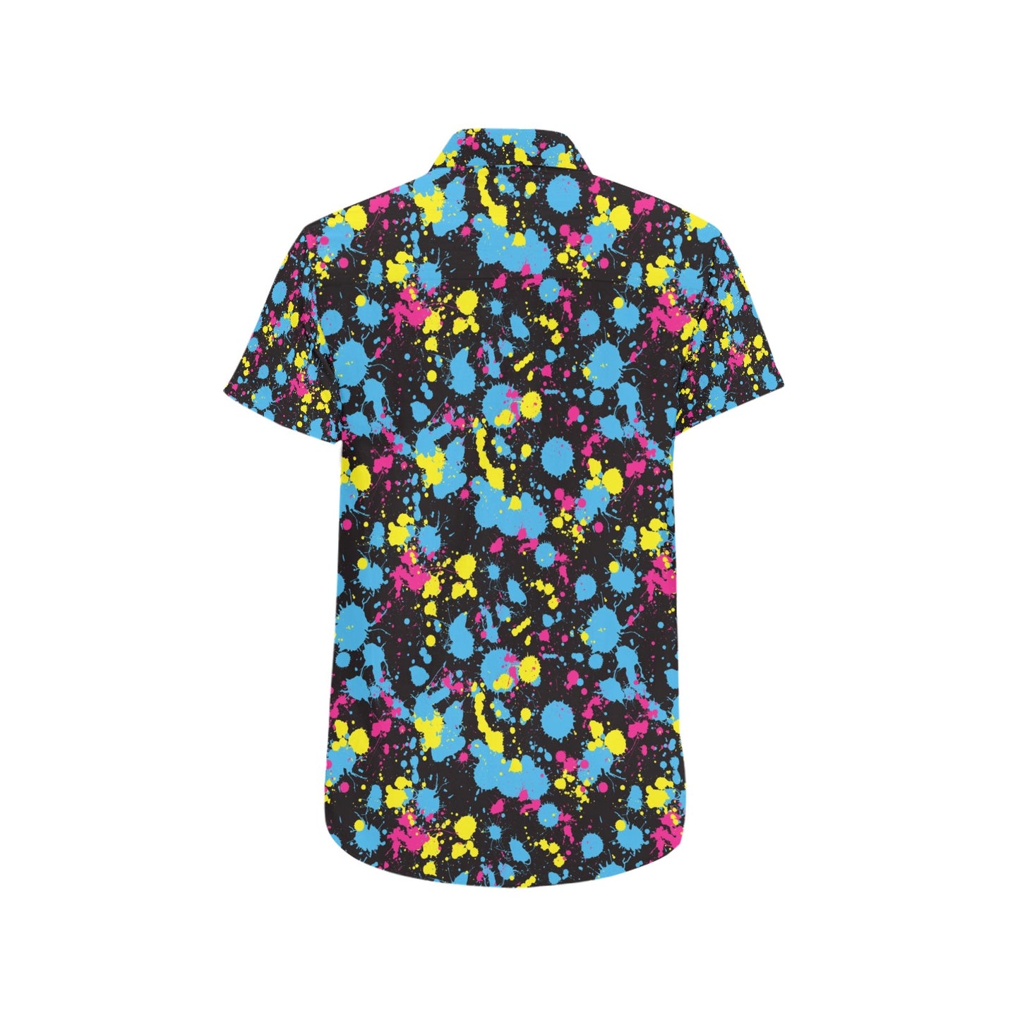 Splatter Colorful Print Design LKS301 Men Short Sleeve Button Up Shirt