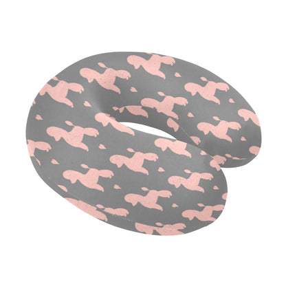 Poodle Pattern Print Design A02 U-Shaped Travel Neck Pillow