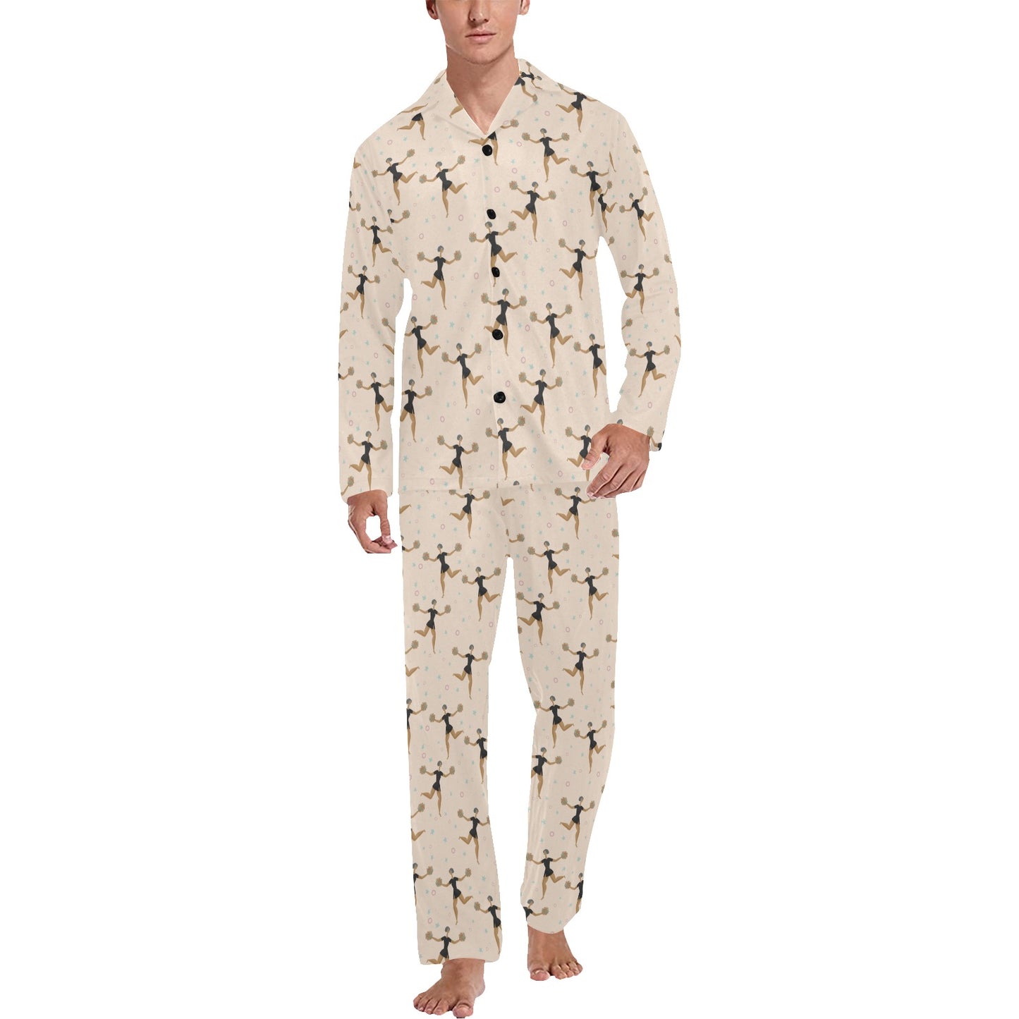 Cheerleader Pattern Print Design 03 Men's Long Pajama Set