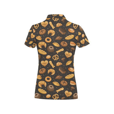 Bread Pattern Print Design 05 Women's Polo Shirt