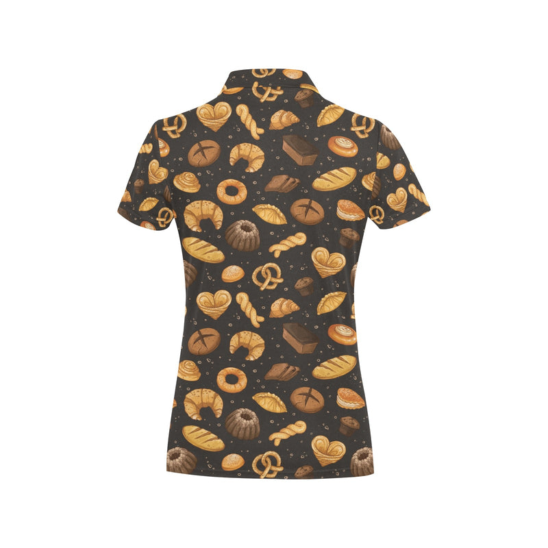 Bread Pattern Print Design 05 Women's Polo Shirt