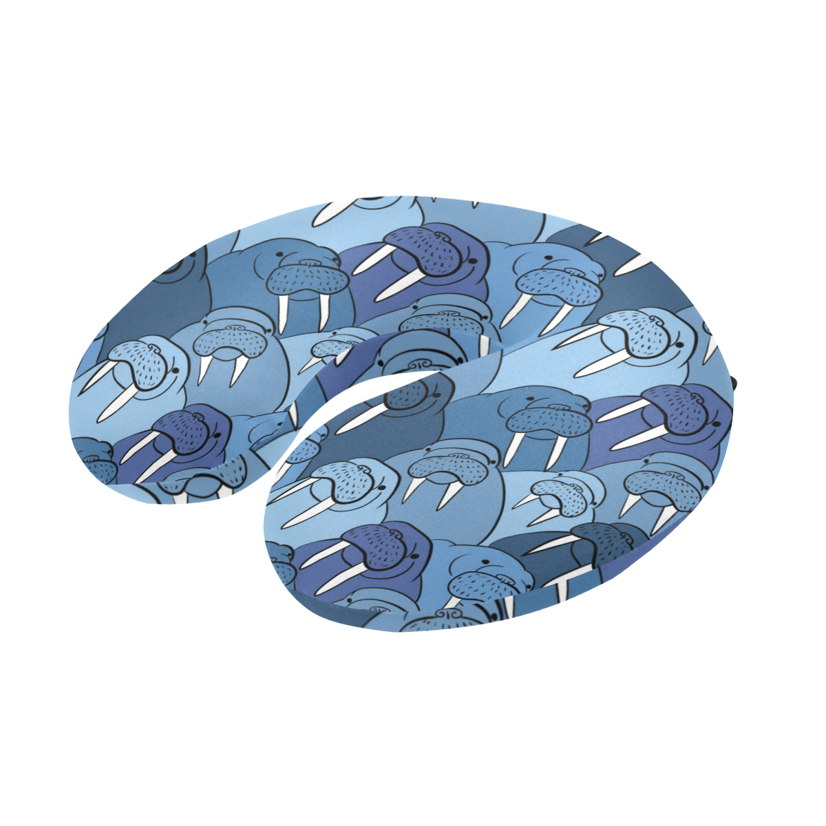 Walrus Pattern Print Design 01 U-Shaped Travel Neck Pillow