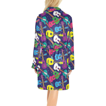 Ukulele Pattern Print Design 02 Women's Fleece Robe