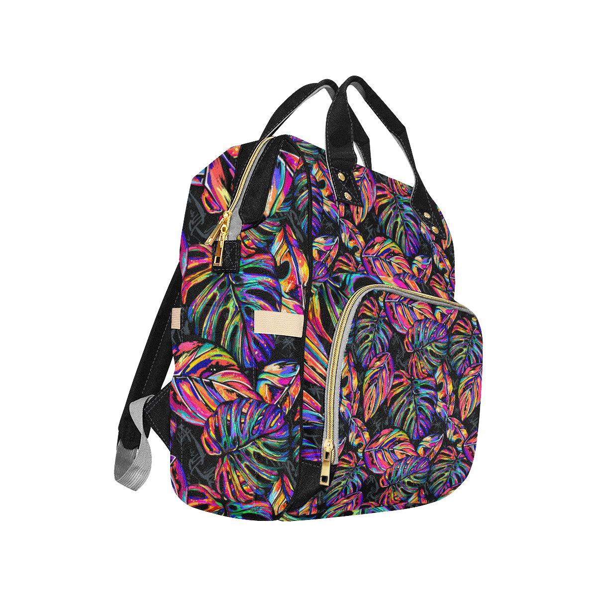 Neon Color Tropical Palm Leaves Diaper Bag Backpack