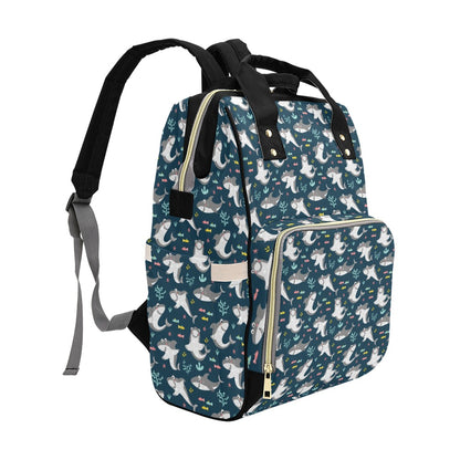 Shark Print Design LKS307 Diaper Bag Backpack