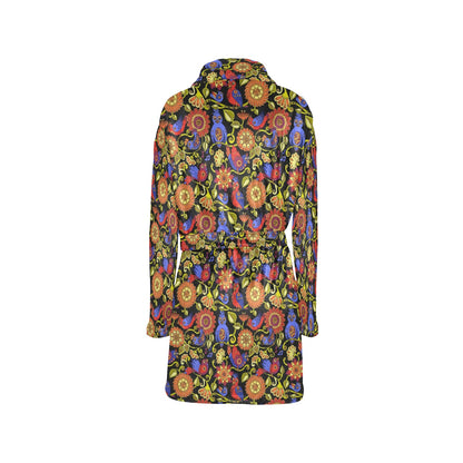 Steampunk Bird Design Themed Print Women's Fleece Robe
