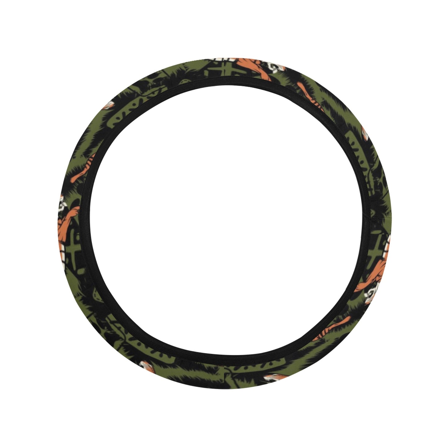 Tiger Pattern Print Design LKS303 Steering Wheel Cover with Elastic Edge