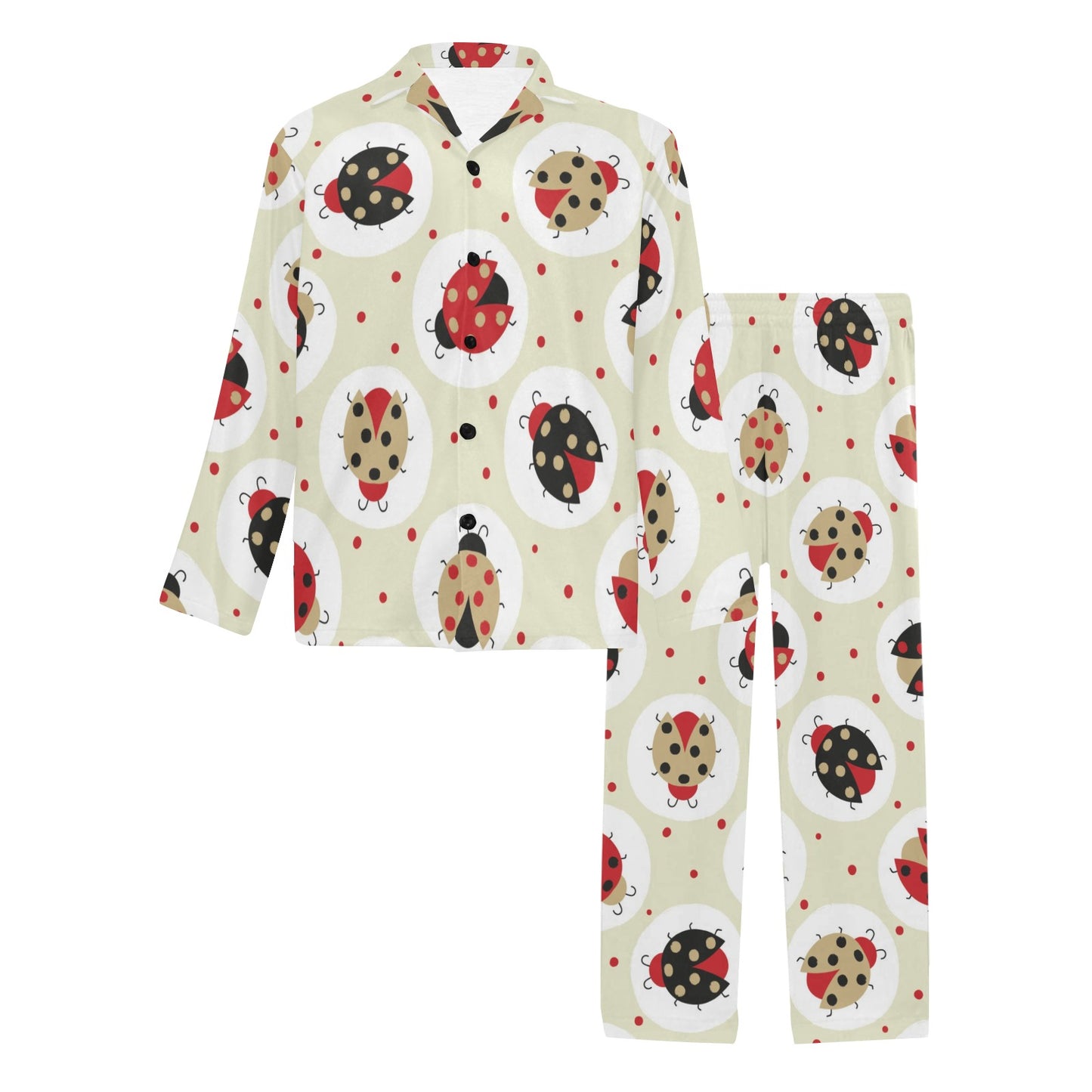 Ladybug Pattern Print Design 03 Men's Long Pajama Set