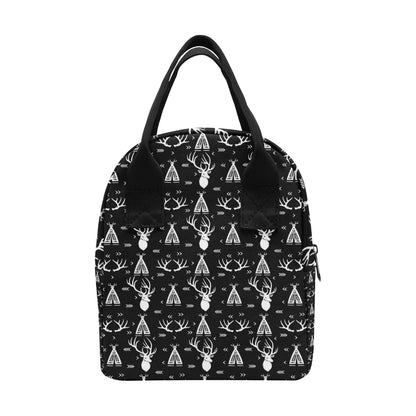 Deer Native Indian Print Pattern Insulated Lunch Bag