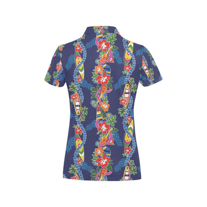 Hawaiian Themed Pattern Print Design H04 Women's Polo Shirt