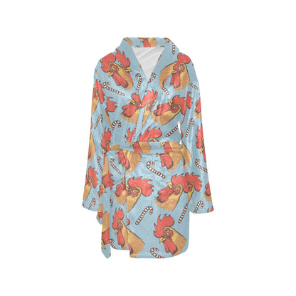 Rooster Pattern Print Design A05 Women's Fleece Robe