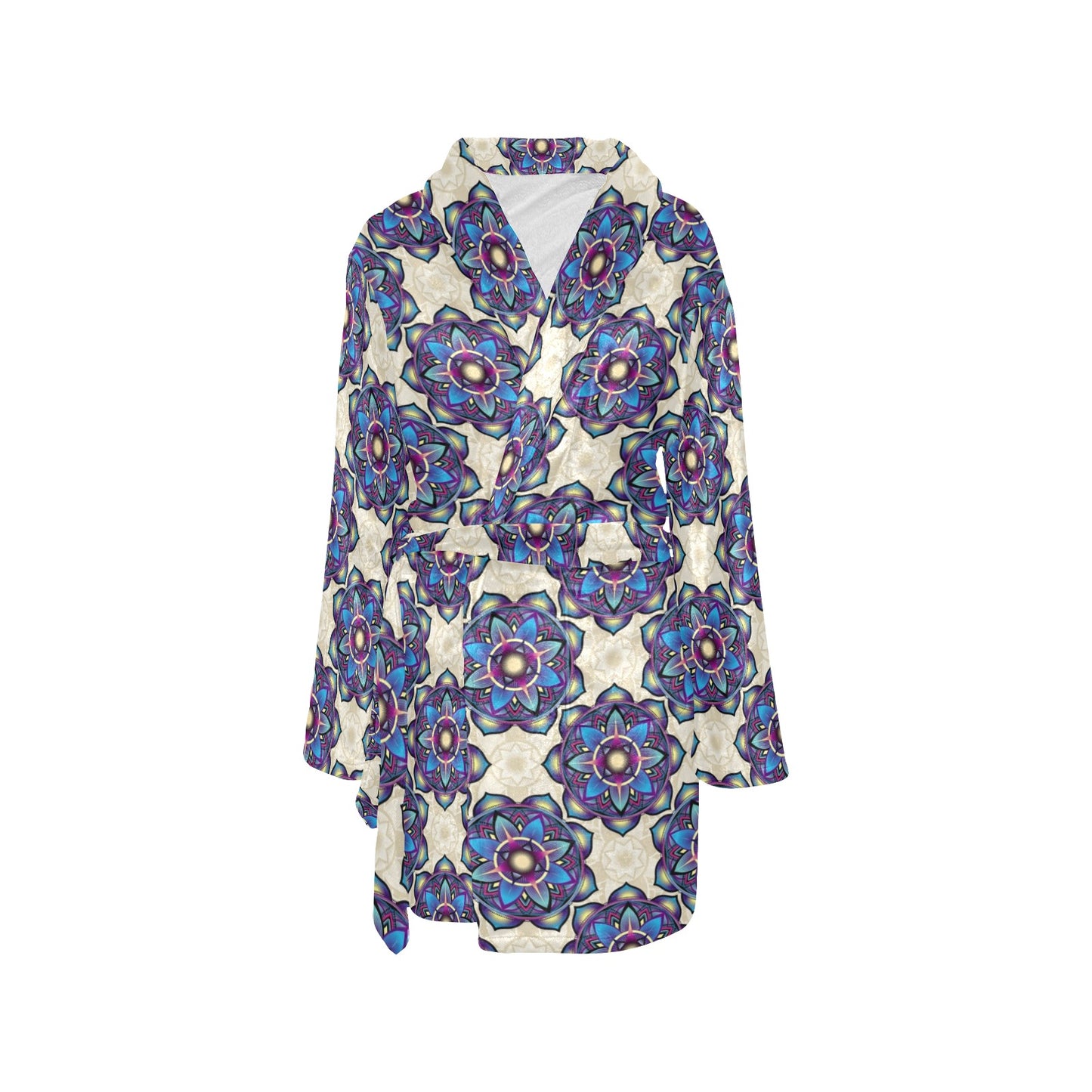 lotus Boho Pattern Print Design LO08 Women's Fleece Robe